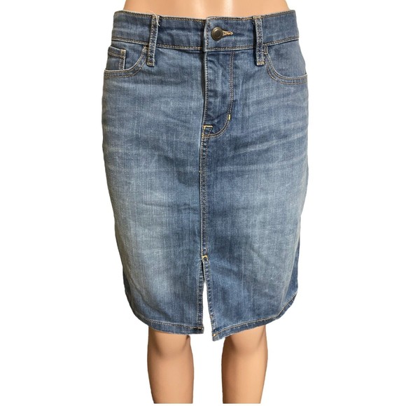 Unbranded Womens Mini Skirt Size 6 Regular Medium Wash Front Slit Pockets 30x21 - Picture 1 of 7